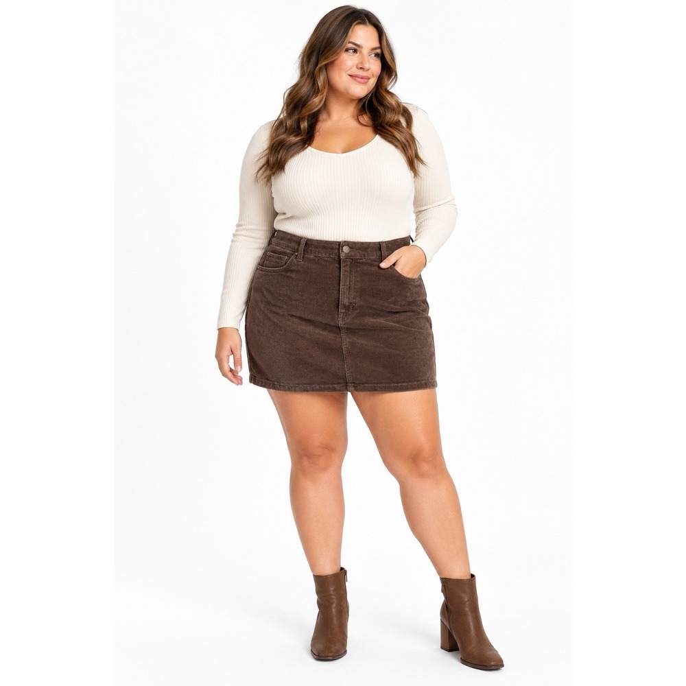 Torrid Corduroy Mini Skirt Womens 12 Brown Stretch 5 Pocket Fall Y2K Style